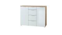Sideboard 3982 TELDE Kommode weiß Glas und Navarra Eiche