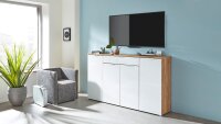 Sideboard 3983 TELDE Anrichte weiß Glas und Navarra...