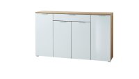 Sideboard 3983 TELDE Anrichte weiß Glas und Navarra...