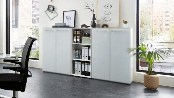 Aktenregal 4203 MONTERIA Büro Regal weiß Glas 50x120