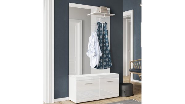 Garderobe 8540 GINOSA weiß Hochglanz silber matt Germania