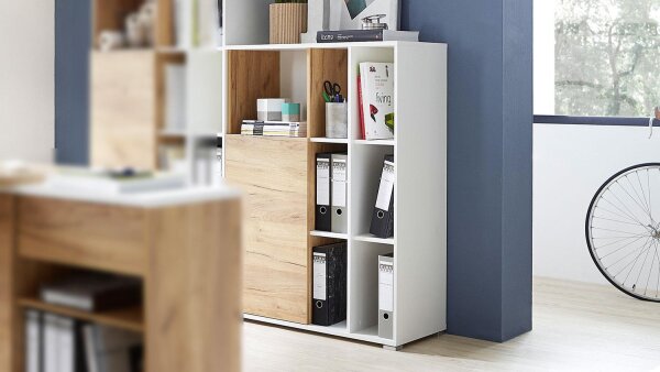 Aktenschrank 4195 Schrank LIONI Weiß Navarra-Eiche Dekor