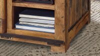 Couchtisch GINGO Mangoholz rustikal Eisen grau 70x70 cm