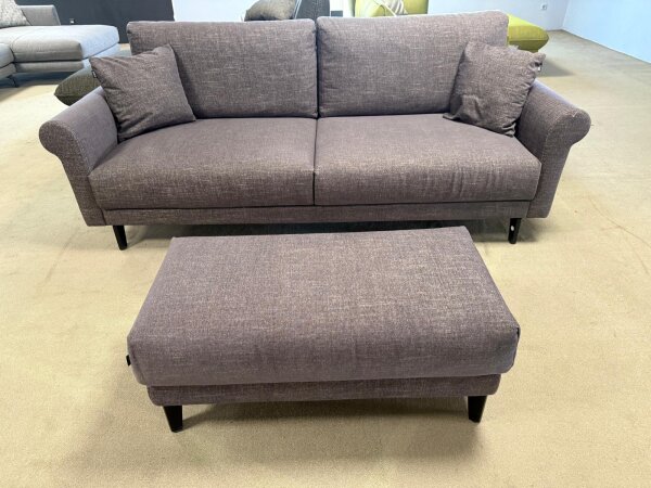 Hülsta-Sofa 2 Sitzer 450 Vivienne violett ca. 210x93 cm inkl Hocker
