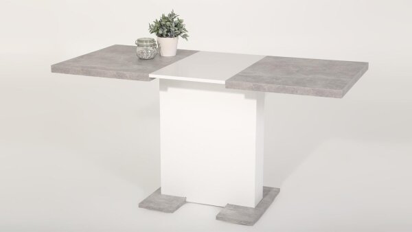 Stilvolle Esstisch Ausziehbar Komfort Tisch 180 280 Beton Weiss Edelstahloptik Bildbrend2139