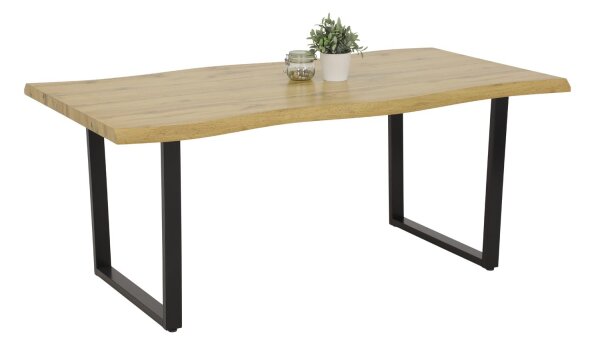 Esstisch GRACY Wildeiche schwarz Baumkantenoptik 180 cm