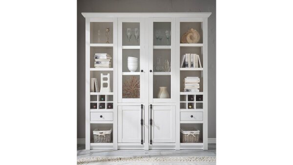 Buffet WESTERLAND Vitrinenschrank in Pinie weiß B 194 cm