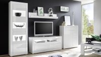 Wohnwand 1 CARAT Anbauwand Wohnzimmer weiß Hochglanz