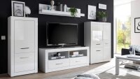 Schrank BIANCO Highboard Wohnzimmerschrank Kommode in weiß Hochglanz