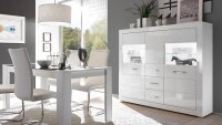 Highboard BIANCO Vitrine Buffet Schrank in weiß...