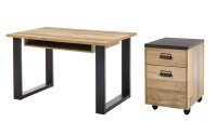 Schreibtisch inkl. Rollcontainer SHERWOOD O2 Old Style hell anthrazit