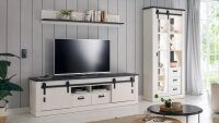 Vitrine SHERWOOD 24 Pinie weiß und anthrazit mit soft-close