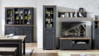 Vitrine JASMIN Standvitrine in graphit Artisan Eiche...