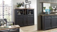 Highboard JASMIN Vitrine in graphit und Artisan Eiche mit...
