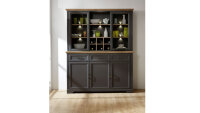 Buffet JASMIN Vitrine in graphit und Artisan Eiche mit LED 166x204 cm