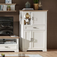 Schrank JASMIN Kommode Highboard Pinie hell Artisan Eiche mit LED 93x150