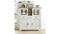 Highboard JASMIN Vitrine Pinie hell und Artisan Eiche mit LED 143x150 cm