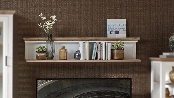 Wandboard JASMIN Wandregal Regal Pinie hell und Artisan Eiche 142x29 cm