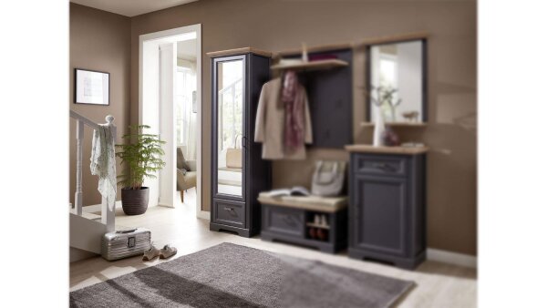 Garderobenschrank JASMIN Flurmöbel graphit und Artisan Eiche 65x204 cm
