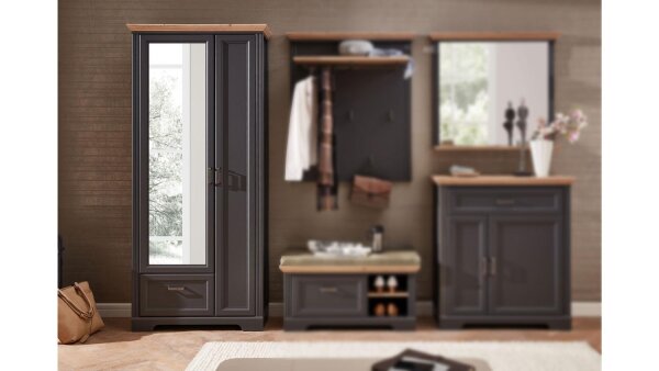 Garderobenschrank JASMIN Flurmöbel in graphit und Artisan Eiche 93x204