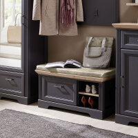 Bank JASMIN Schuhschrank mit Kissen graphit und Artisan Eiche 93x49 cm