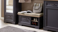 Bank JASMIN Schuhschrank mit Kissen graphit und Artisan Eiche 93x49 cm