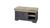 Bank JASMIN Schuhschrank mit Kissen graphit und Artisan Eiche 93x49 cm