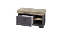 Bank JASMIN Schuhschrank mit Kissen graphit und Artisan Eiche 93x49 cm