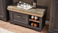 Bank JASMIN Schuhschrank mit Kissen graphit und Artisan Eiche 93x49 cm