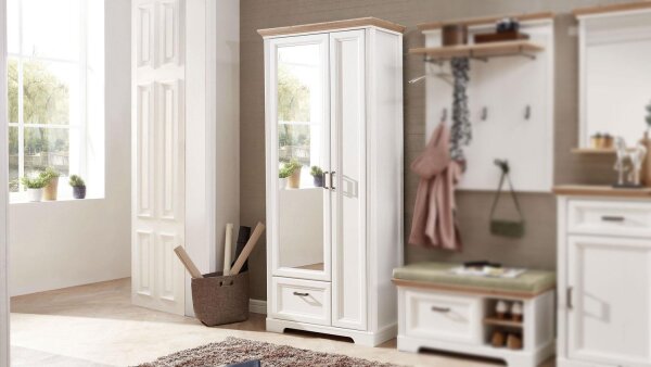Garderobenschrank JASMIN Flurmöbel Pinie hell und Artisan Eiche 93x204