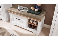 Bank JASMIN Schuhschrank mit Kissen Pinie hell und Artisan Eiche 93x49