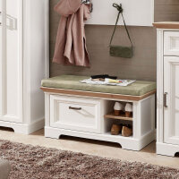 Bank JASMIN Schuhschrank mit Kissen Pinie hell und Artisan Eiche 93x49