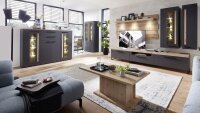 Vitrine LOFT-TWO Glasvitrine graphit Artisan Eiche inkl. LED