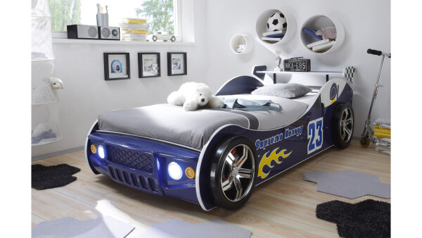 Autobett ENERGY MDF Kinderbett Bett blau lackiert inkl. Beleuchtung