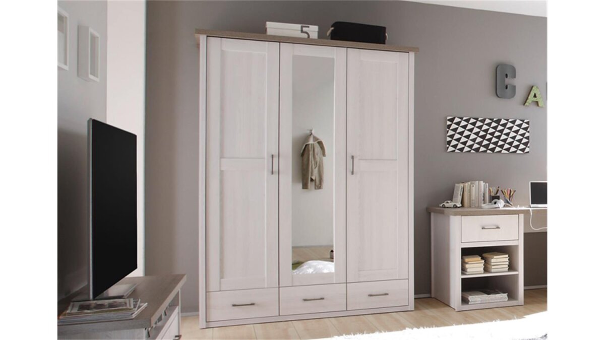 kleiderschrank jugendzimmer luca pinie weiß und trüffel