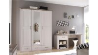 Jugendzimmer LUCA Komplettset 2 Pinie weiß und Trüffel 7-teilig
