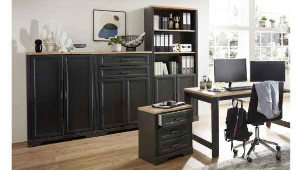 Arbeitszimmer-Set JASMIN 5-teilig in graphit grau Artisan Eiche