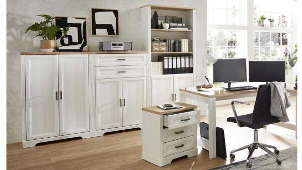 Arbeitszimmer-Set JASMIN 5-teilig Pinie hell weiß Artisan Eiche