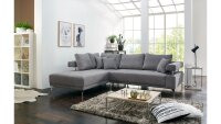 Ecksofa DREAM L Stoff grau motorische Sitztiefenverstellung