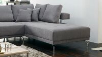 Ecksofa DREAM R Stoff grau motorische Sitztiefenverstellung