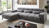 Ecksofa L SPEED Stoff stone mit Sitztiefenverstellung