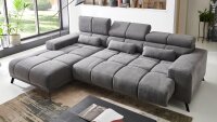 Ecksofa L SPEED Stoff stone mit Sitztiefenverstellung