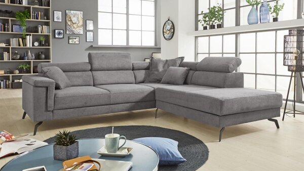 Ecksofa SILVER OTR Stoff stone motorische Sitztiefenverstellung
