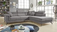 Ecksofa SILVER OTR Stoff stone motorische Sitztiefenverstellung