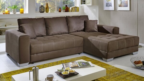 Ecksofa MERLIN in Hero braun elektrische Sitztiefenverstellung