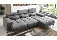 Ecksofa R SPEED Stoff stone mit Sitztiefenverstellung