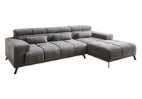 Ecksofa R SPEED Stoff stone mit Sitztiefenverstellung