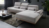 Ecksofa Rechts Arrow Cord grau mit elektr. Sitztiefenverstellung