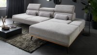 Ecksofa Rechts Arrow Cord grau mit elektr. Sitztiefenverstellung