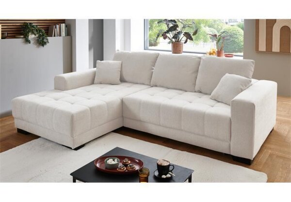 Ecksofa L MERLIN creme elektrische Sitztiefenverstellung
